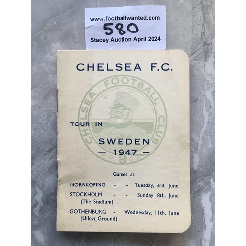 580 - 1947 Chelsea Tour To Sweden Football Itinerary: Good condition to include matches to be played, tour... 