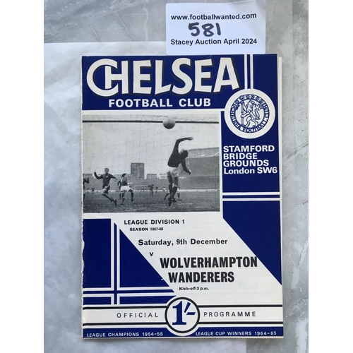 581 - 67/68 Chelsea v Wolves Postponed Football Programme: Incredibly rare chance to obtain programme of t... 