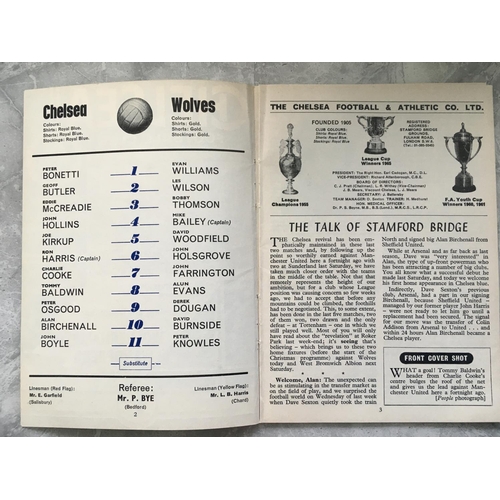 581 - 67/68 Chelsea v Wolves Postponed Football Programme: Incredibly rare chance to obtain programme of t... 