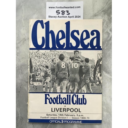 583 - 69/70 Chelsea v Liverpool Postponed Football Programme: Hard to obtain programme of the match dated ... 