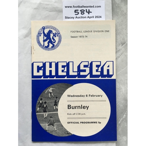 584 - 73/74 Chelsea v Burnley Postponed Football Programme: Dated 6 2 1974. Excellent condition with no wr... 