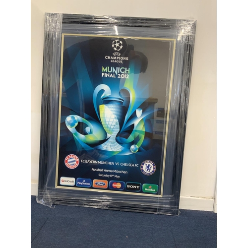 593 - Chelsea 2012 Champions League Winners Football Memorabilia: Large original framed poster advertising... 