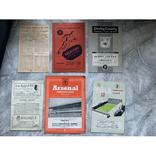 602 - 1940s Chelsea FA Cup Away Football Programmes: Includes 45/46 Aston Villa West Ham 46/47 Arsenal + r... 