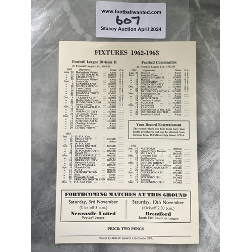 607 - 62/63 Chelsea v Morton Football Programme: Single sheet friendly in good condition with team changes... 