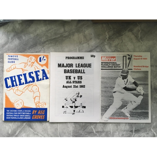 613 - Chelsea Football Memorabilia: Famous Football Club brochure from the 40s plus from 1980 cricket and ... 