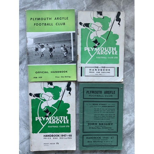 617 - 1940s Plymouth Argyle Football Handbooks: 46/47 has a slight trim to rear border. 47/48 48/49 and 58... 