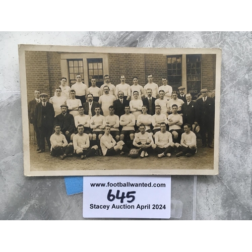 645 - 1907 - 1908 Fulham Football Postcard: Very good condition with May 1909 postmark on halfpenny stamp ... 