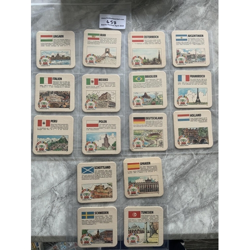 658 - 1978 German World Cup Beer Mat Collection: Complete set of 16 beer mats made by Wickuler of Germany.... 