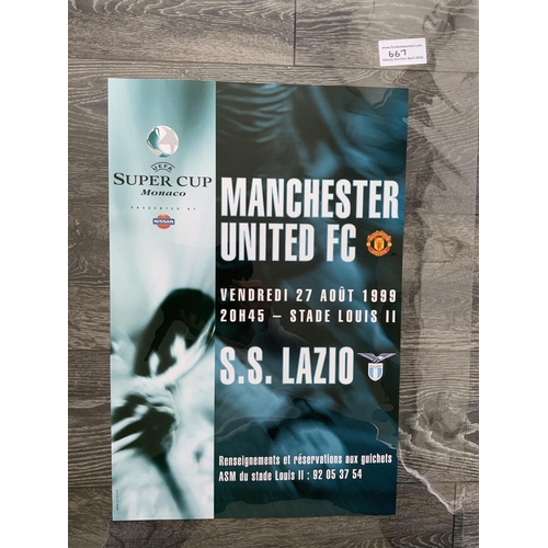 667 - 1999 Super Cup Football Final Adverting Poster: Manchester United v Lazio large 59 x 40 cm original ... 