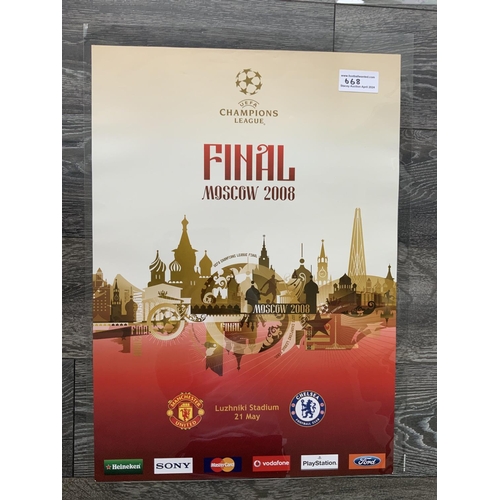 668 - 2008 Champions League Football Final Adverting Poster: Manchester United v Chelsea large 69 x 49 cm ... 