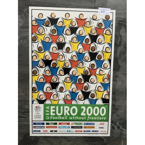 671 - Euro 2000 Football Finals Adverting Poster: Arsenal v Barcelona large 70 x 46 cm original poster in ... 