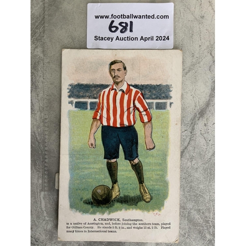 681 - 1903 Southampton Football Player Postcard: Unwritten postcard of A Chadwick in Southampton kit in go... 