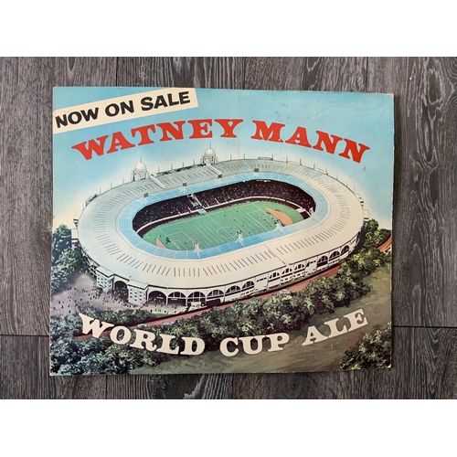 74 - 1966 Football World Cup Ale Sign + Full Bottles: Watney Mann World Cup Ale Now On Sale sign with Wem... 