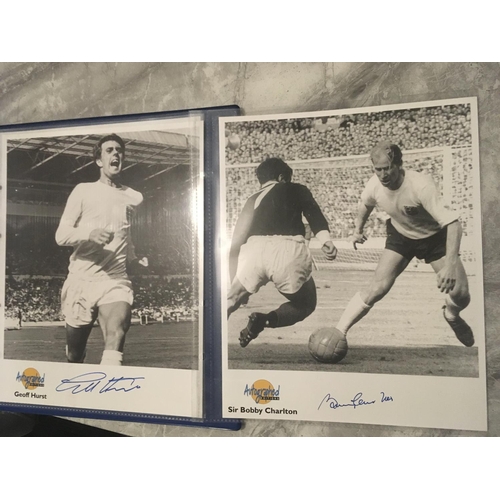 77 - 1966 England Team Autographed Editions Football Cards: 10 large cards by Autographed Editions with u... 