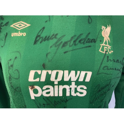 8 - Liverpool 83/84 Treble Winners Goalkeepers Signed Match Worn Football Shirt: Green long sleeve Umbro... 