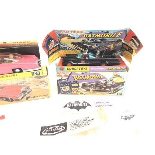 1 - A Boxed Dinky Toys Lady Penelopes Fab 1 #100. And a Boxed Corgi Batmobile #267.