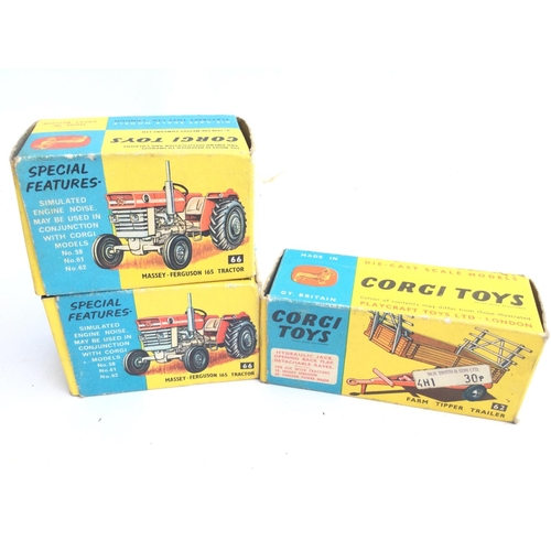 177 - 2 X Boxed Corgi Massey-Ferguson 165 Tractors #66 and a Corgi Farm Tipper.