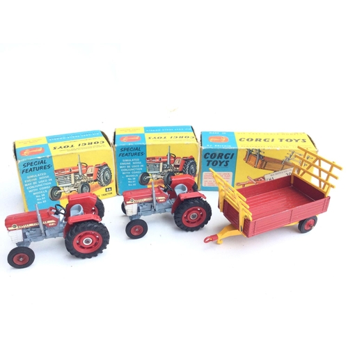 177 - 2 X Boxed Corgi Massey-Ferguson 165 Tractors #66 and a Corgi Farm Tipper.