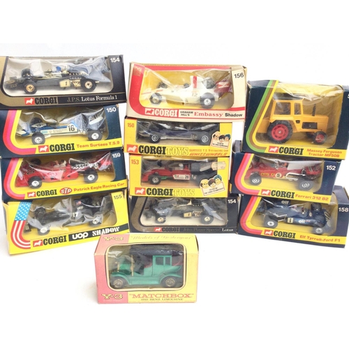 178 - A Collection of Boxed Corgi F1 Racing Cars. A Massey Ferguson Tractor. Etc.