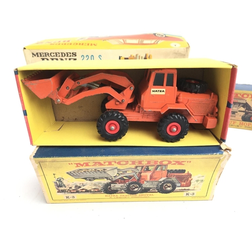 3 - A Boxed Matchbox Hatra Tractor #K-3. A Fruehauf Hopper Train #M-4 and a Boxed Japanese Mercedes Benz... 