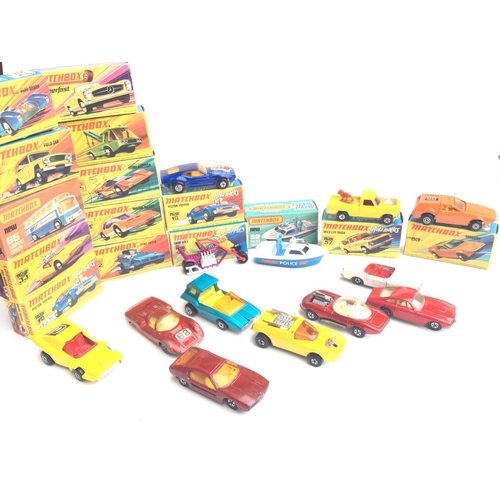 37 - A Collection of Match Box Cars and Boxes. 5 Cars Are in Original Box. 10 Empty Boxes And 8 Loose Car... 