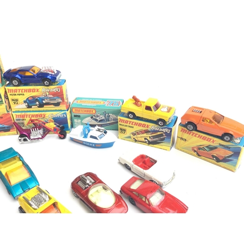 37 - A Collection of Match Box Cars and Boxes. 5 Cars Are in Original Box. 10 Empty Boxes And 8 Loose Car... 