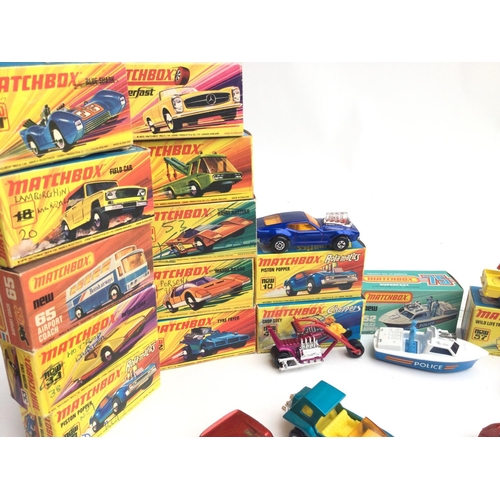 37 - A Collection of Match Box Cars and Boxes. 5 Cars Are in Original Box. 10 Empty Boxes And 8 Loose Car... 