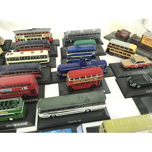 A collection in excess of 30 model vehicles mostly buses.