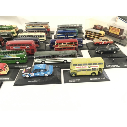 A collection in excess of 30 model vehicles mostly buses.