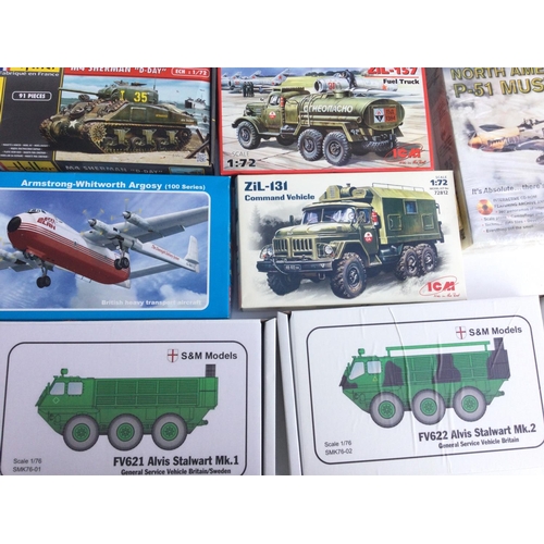 49 - A Collection of Boxed Model Kits Including Hobby Boss. Airfix. iCM and S&M Models.