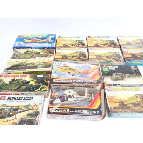 54 - A Collection of Airfix Model Kits Including. 7 Matador And 5.5 Gun. No Reserve.