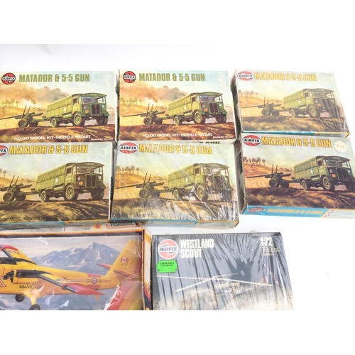 54 - A Collection of Airfix Model Kits Including. 7 Matador And 5.5 Gun. No Reserve.