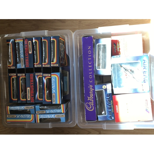 697 - Two boxes containing Aeronautical die-cast models Matchbox Sky busters Air Eagle and others. (2)