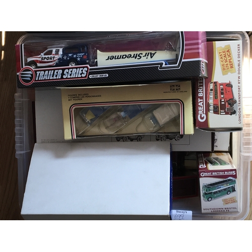 699 - Two boxes containing Days Gone models of Yesteryear multi vehicle packs Great British Busses and oth... 