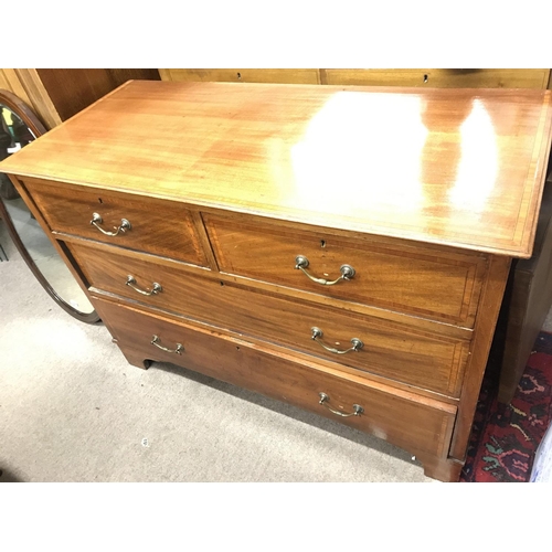 1339 - An Edwardian satin wood banded chest of drawers, 48x106x75cm