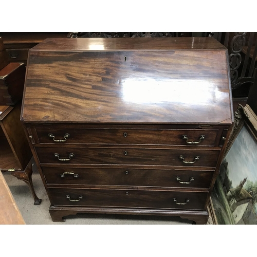 1352 - A flame mahogany writing bureau 28.5x100x107.5cm