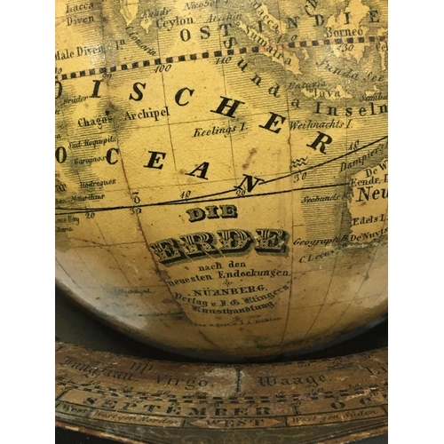924 - A 19th Terrestrial Globe 4inch set in a measured brass loop and turned wood frame with outer edge pa... 