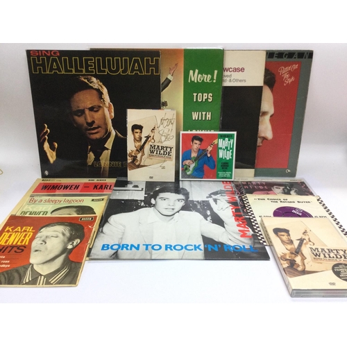 103 - A collection of LPs, CDs and DVDs relating to Marty Wilde, Karl Denver and Lonnie Donegan. Includes ... 