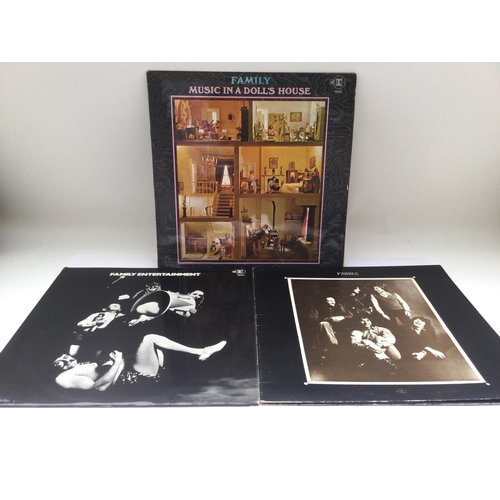 121 - Three LPs by Family including a first UK pressing of 'Music In A Doll's House'. Condition generally ... 