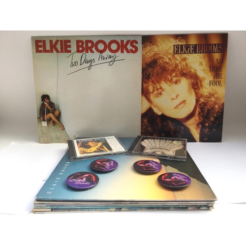 133 - A collection of Elkie Brooks LPs, CDs and fan badges.