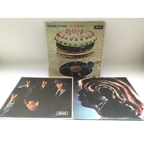 168 - Three Rolling Stones LPs comprising a first UK mono pressing of 'Let It Bleed' (no poster), one feel... 