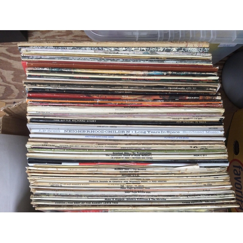 238 - A box of empty record sleeves including some foreign Beatles releases.