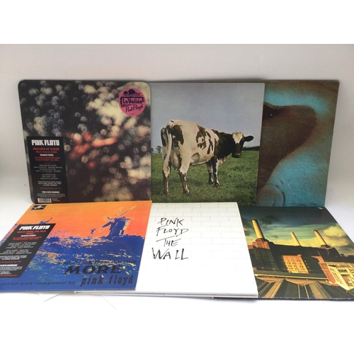 380 - Six Pink Floyd LPs comprising remastered 180g pressings of 'The Wall', 'Obscured By Clouds', 'More' ... 