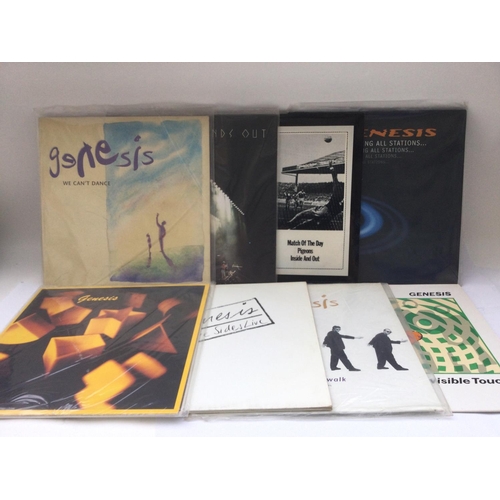 386 - Eight Genesis LPs and a 12inch single comprising 'Spot The Pigeon', 'Three Sides Live', 'Calling All... 