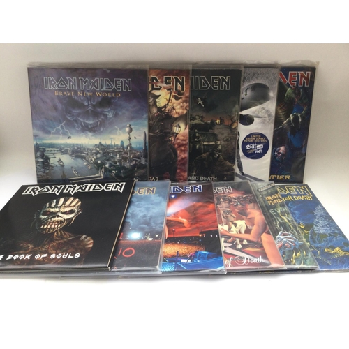 400 - Two bags containing 11 Iron Maiden LPs mainly pressed on 180g vinyl comprising 'Brave New World', 'T... 
