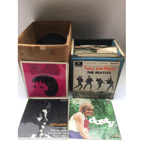 41 - Three record cases and a bag of 7inch singles, EPs and LPs by various artists from the 1960s onwards... 