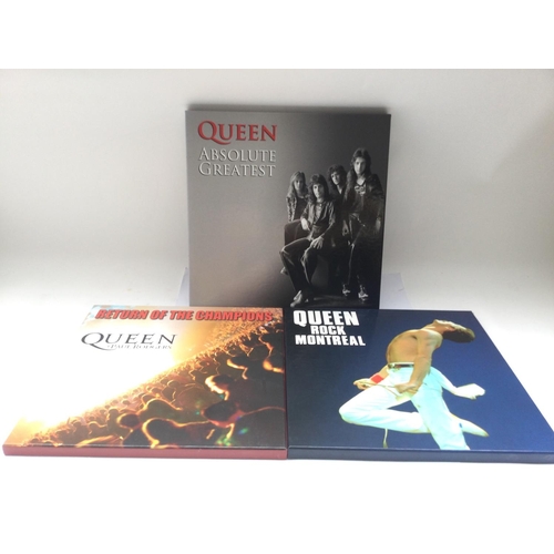 413 - Three Queen multi LP vinyl box sets comprising 'Absolute Greatest', 'Queen Rock Montreal' and 'Retur... 