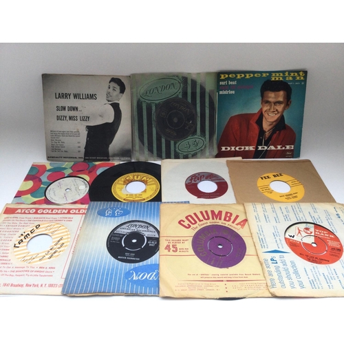 61 - A record case of mainly rock n roll 7inch singles and EPs by various artists including Larry William... 