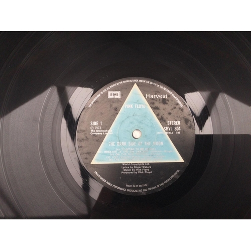 8 - A first UK pressing of 'Dark Side Of The Moon' by Pink Floyd with solid blue triangle on labels. SHV... 
