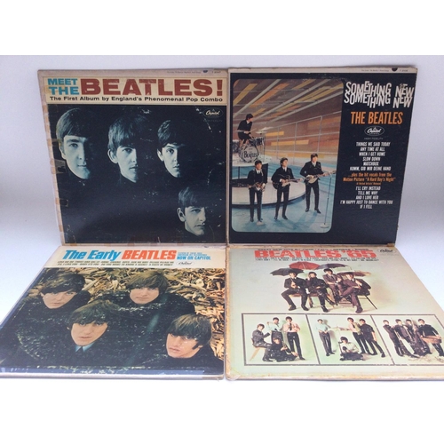 80 - Four early US pressings of Beatles LPs. Some condition issues, feelable scratches, damaged covers.